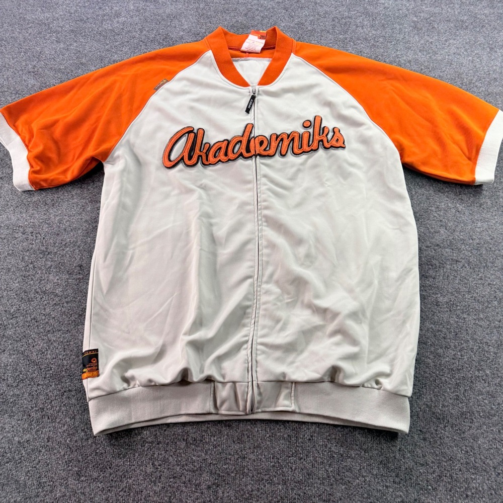 Akademiks Track Jacket Vintage Y2K Hip Hop Full Zip Short Sleeve 2XL Orange Mens
